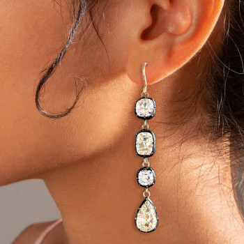 12ctw Cushion and Pear Cut Vintage Drop Earrings