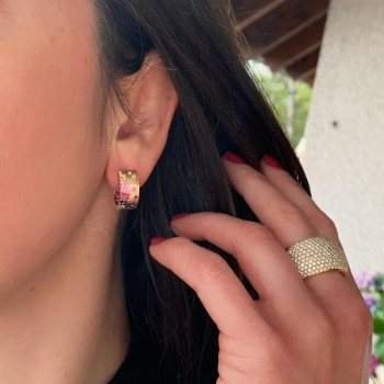 Flush Set Multicolor Sapphire Starry Hoop Earrings