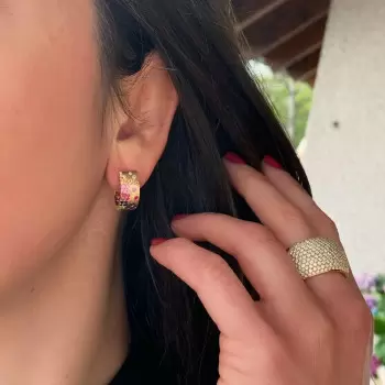 Flush Set Multicolor Sapphire Starry Hoop Earrings