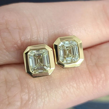 8ctw Emerald Cut Bezel Set Stud Earrings