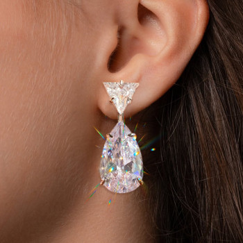 20ctw Pear and Trillion Cut Classic Drop Earrings