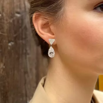 20ctw Pear and Trillion Cut Classic Drop Earrings