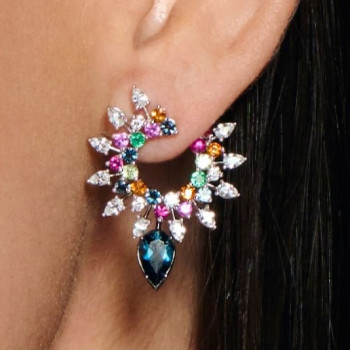 6ctw Multicolor Sapphire Firework Earrings