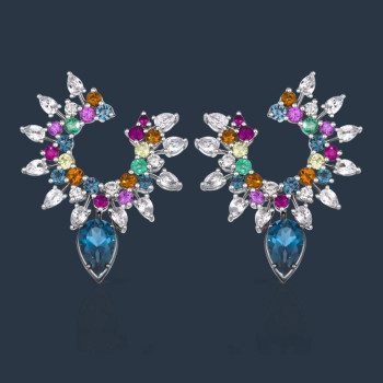 6ctw Multicolor Sapphire Firework Earrings