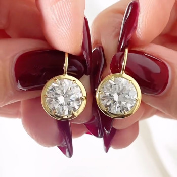 7.5ctw Bezel Set Round Cut Classic Drop Earrings