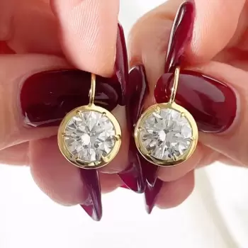 7.5ctw Bezel Set Round Cut Classic Drop Earrings