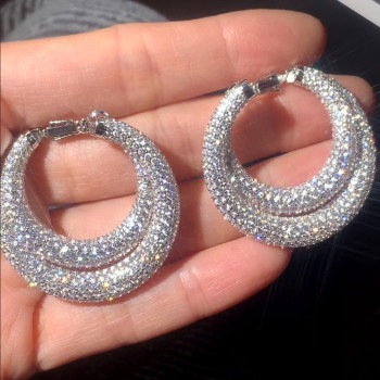 16ctw White Sapphire Paved Double-Hoop Earrings