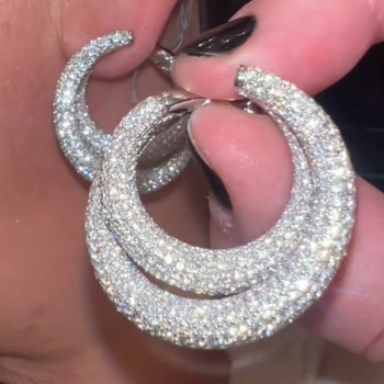 16ctw White Sapphire Paved Double-Hoop Earrings