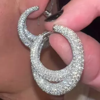 16ctw White Sapphire Paved Double-Hoop Earrings