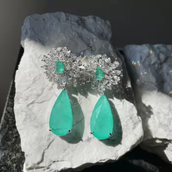 18ctw Pear Cut Green Blue Paraiba Drop Earrings