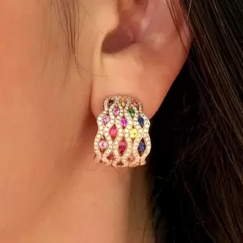 3.5ctw Multicolor Sapphire Rainbow Hoop Earrings