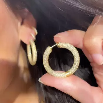 30MM Diameter 7ctw Paved Mobius Strip Hoop Earrings