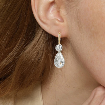 14ctw Pear Cut Milgrain Vintage Drop Earrings