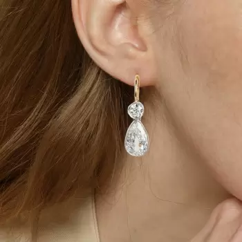 14ctw Pear Cut Milgrain Vintage Drop Earrings