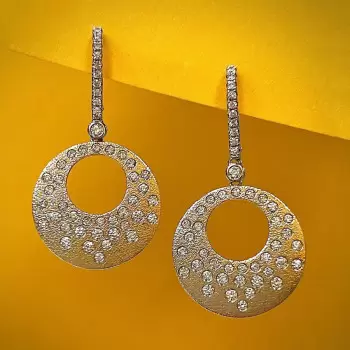 Flush Set Sandblasted Hollow Disc Starry Drop Earrings