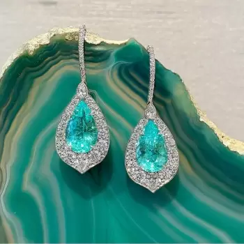 8ctw Pear Cut Paraiba Halo Vintage Drop Earrings