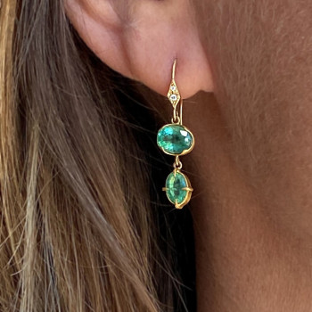 12ctw Oval Cut Emerald Vintage Drop Earrings