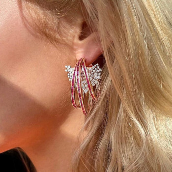 30ctw Nature-inspired Cluster Flower Hoop Earrings
