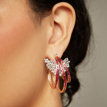 30ctw Nature-inspired Cluster Flower Hoop Earrings