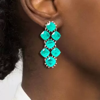 20ctw Cushion Cut Paraiba Statement Earrings