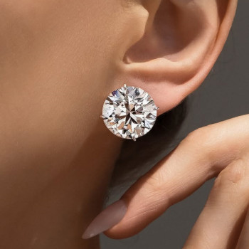 20ctw Huge Round Cut Classic Stud Earrings