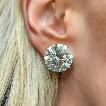 20ctw Huge Round Cut Classic Stud Earrings
