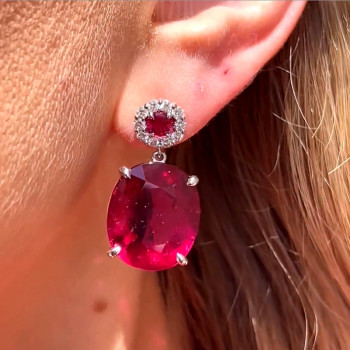 20ctw Oval Cut Ruby Classic Drop Earrings