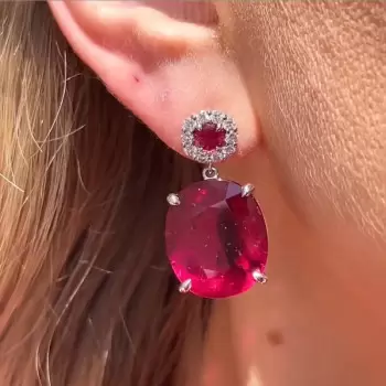 20ctw Oval Cut Ruby Classic Drop Earrings