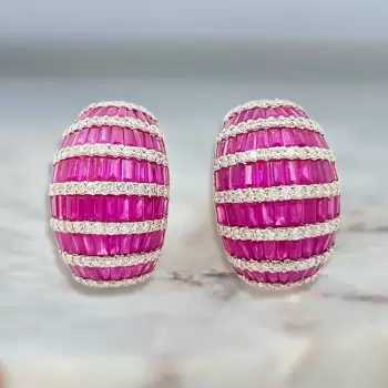 11ctw White and Pink Sapphire Vintage Hoop Earrings