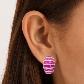 11ctw White and Pink Sapphire Vintage Hoop Earrings