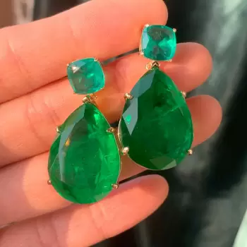 32ctw Huge Pear Cut Emerald Classic Drop Earrings