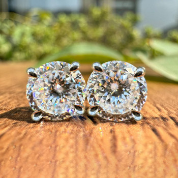 11ctw Portuguese Round Cut Side-paved Classic Stud Earrings