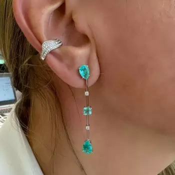 6ctw Pear Cut Emerald Stick Drop Earrings