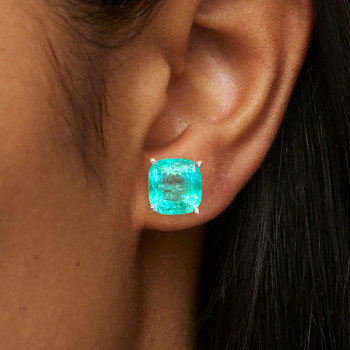 11ctw Cushion Cut Paraiba Simple Classic Stud Earrings