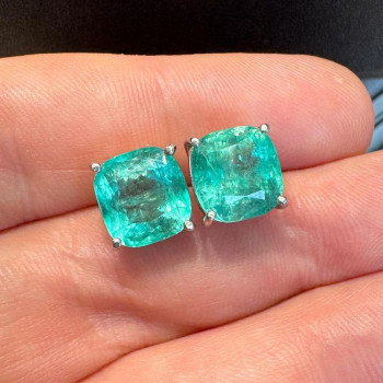 11ctw Cushion Cut Paraiba Simple Classic Stud Earrings