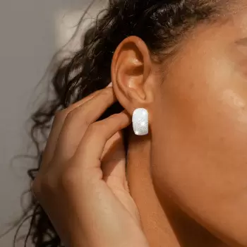 3ctw White Sapphrie Paved Classic Wide Huggie Earrings