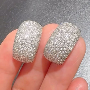 3ctw White Sapphrie Paved Classic Wide Huggie Earrings