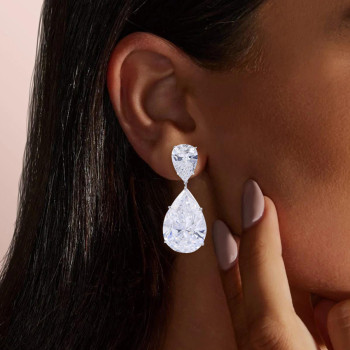30ctw Pear Cut White Sapphire Classic Drop Earrings