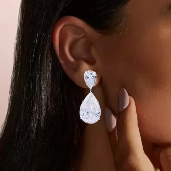 30ctw Pear Cut White Sapphire Classic Drop Earrings