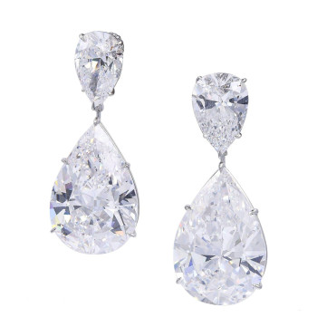30ctw Pear Cut White Sapphire Classic Drop Earrings