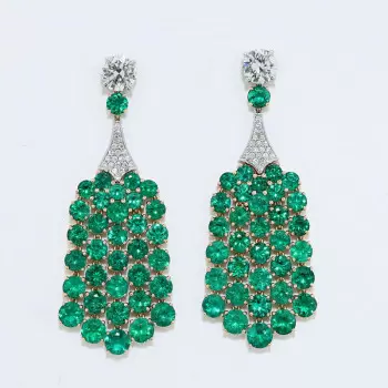 18ctw Round Cut Emerald Chandelier Statement Earrings