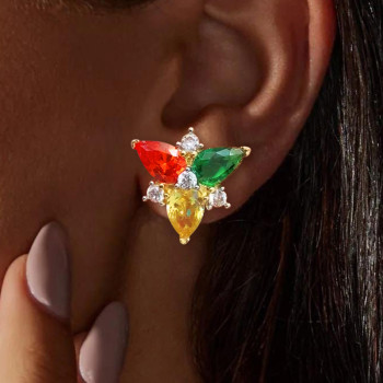 4.5ctw Pear Cut Multicolor Sapphire Stud Earrings