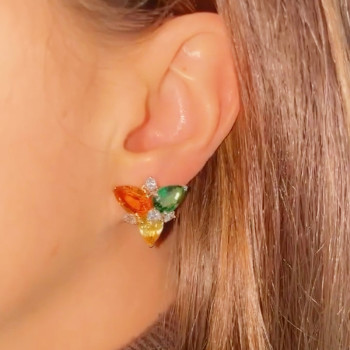 4.5ctw Pear Cut Multicolor Sapphire Stud Earrings