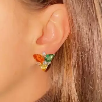 4.5ctw Pear Cut Multicolor Sapphire Stud Earrings