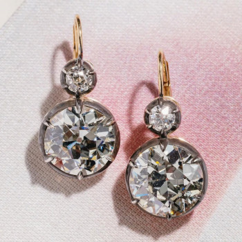 12ctw Round Cut Two Tone Vintage Drop Earrings