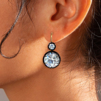 12ctw Round Cut Two Tone Vintage Drop Earrings