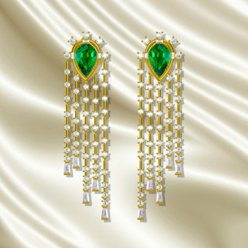 17ctw Pear Cut Emerald Chandelier Earrings