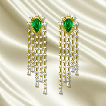 17ctw Pear Cut Emerald Chandelier Earrings