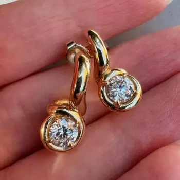 4ctw Round Cut Curved Modern Drop Earrings