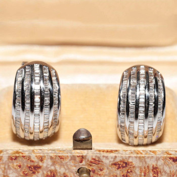 3ctw Baguette Cut White Sapphire Vintage Huggie Earrings